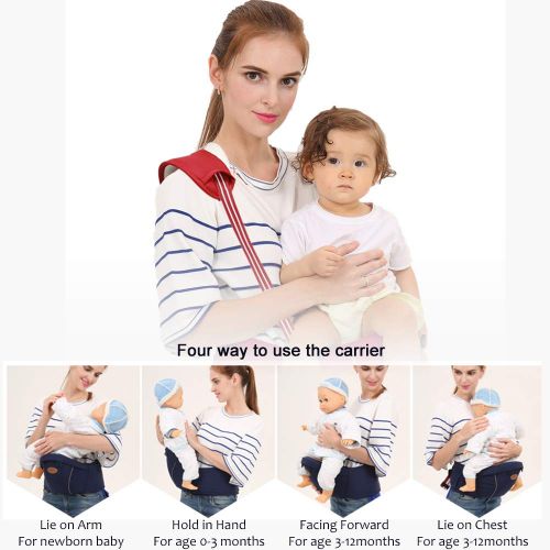 MIFXIN Baby Hip Seat Carrier Infant Toddler Hipseat Carrier Waist Stool Waist Seat for 0-36 Month Baby with Adjustable Strap (Blue)