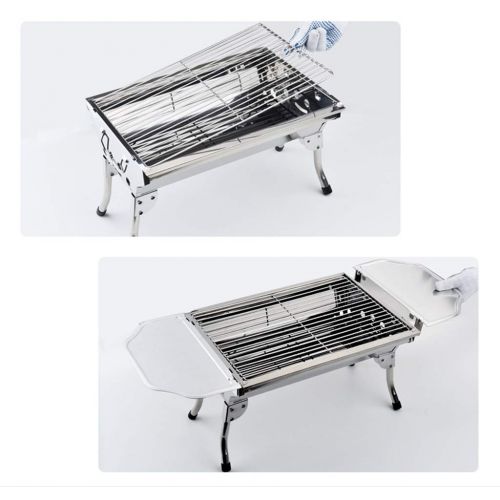  Three drops of water Barbecue Grill，Portable Stainless BBQ Tool Set for Outdoor Cooking Camping Hiking Picnics 2-5 People (Color : Silver)
