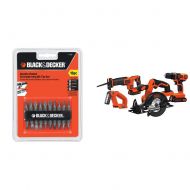 BLACK+DECKER Black & Decker 71-081 Double Ended Screwdriving Bit Set, 10-Piece with Black & Decker BD4KITCDCRL 20V MAX Drill/Driver Circular and Reciprocating Saw Worklight Combo Kit