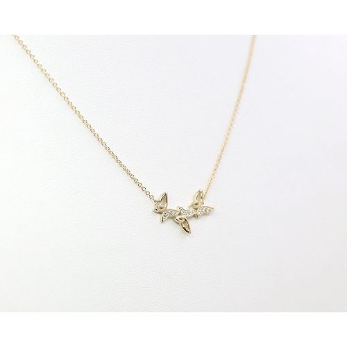  Sky Fine Jewelry 14k Solid gold Diamond Butterfly NecklaceWomens Dainty Diamond Pendant NecklaceGraduation Gift for Girls