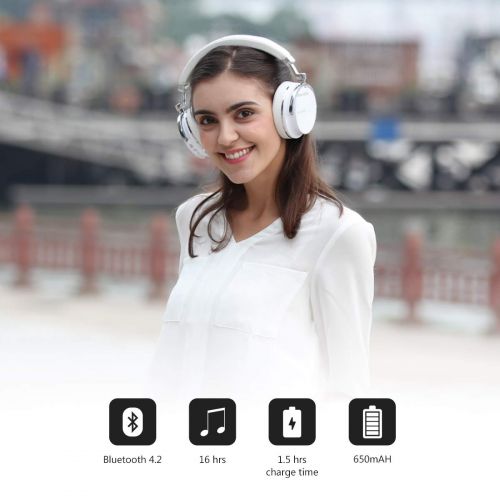  Bluedio T4 (Turbine) Active Noise Cancelling Bluetooth Headphones with Mic Over-ear Swiveling Wired and Wireless headphones Headset for Cell PhoneTVPC bass fashion (White)