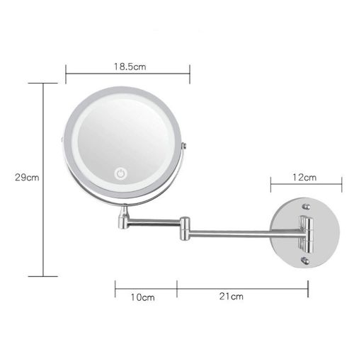  WUDHAO Vanity Mirror,Makeup Mirror European And American Fashion Style LED7 Inch Bathroom Mirror Folding Double Wall Mount Usb Charging Touch Dimming Mirror 10 Times Magnification with li