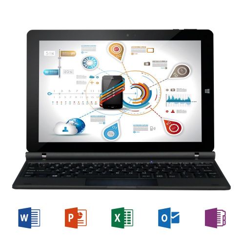  AWOW 10 IPS Mini Touch Screen Windows 10 2 in 1 Laptop Computer Tablet PC Intel Quad-core 1.44Ghz Processor 4GB DDR3 32GB eMMC Dual Webcam Micro SD Bluetooth 4.2 USB Wi-Fi HDMI Key