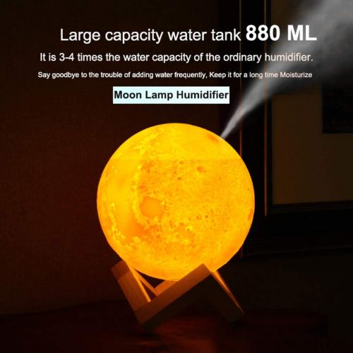  XHH Ultrasonic Air humidifier, 880ml3d Moon lamp Radiator Aromatherapy Essential Oil Nebulizer Suitable for Bedroom