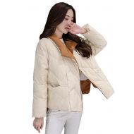 Queenshiny Womens Standing Collar Color Short Warm Winter White Duck Down Coat Jacket