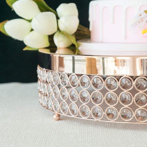 Tableclothsfactory Rose Gold Grand Wedding Beaded Crystal Metal Cake Centerpiece Stand Wedding Party Rise Cake Stand - 15.5 Diameter