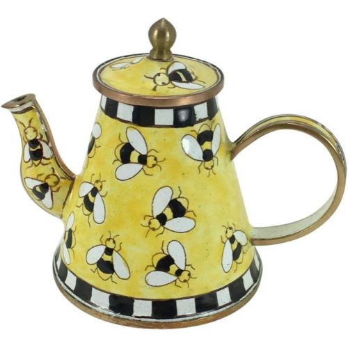  Kelvin Chen Miniature Teapot, Bumblebees, Enameled with Lift Off Lid