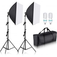 Neewer Photography Bi-color Dimmable LED Softbox Lighting Kit:20x27 inches Studio Softbox, 45W Dimmable LED Light Head with 2 Color Temperature and Light Stand for Photo Studio Por