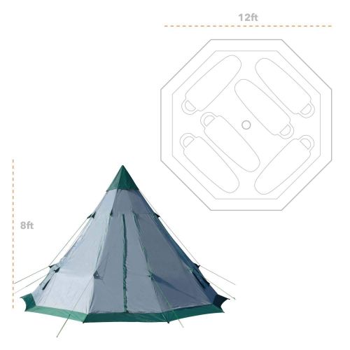  Winterial Teepee Tent, 12 x 12, Pack Weight 15lbs, 6-7 Person, Easy Setup, Family Camping, Tent Camping, Family Tent