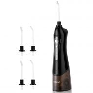 ACEVIVI Water flosser Oral Irrigator for Teeth with 4 Jet tips Cordless Rechargeable Portable Power Dental Flosser 180ml, Black