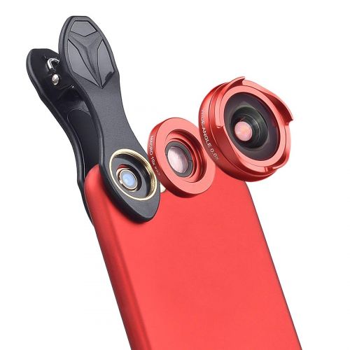  AUSWIEI 2 in 1 Smartphone Camera Lens Wide Angle Lens & Macro Lens for iPhone Samsung Android Most Smartphones (Color : Red)