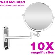 Excelvan 8 Inch Two-Sided Swivel Extension Wall Mountable Magnifying Makeup Mirror, 12 Inch Extension, Chrome Finished, (8 inch, 10X)