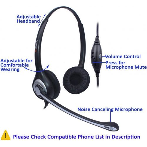 Wantek Binaural Call Center Telephone Headset Headphone with Mic and Quick Disconnect for Cisco Unified IP Phones 7931G 7940G 7941G 7942G and Plantronics M10 MX10 Vista Modular Ada