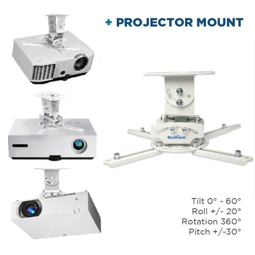  Visit the QualGear Store QualGear Projector Ceiling Mount Bundle with 110 High Contrast Gray Fixed Frame Projector Screen & 25 HDMI Cable Hardware Mount (PRB-717Wht-110G-25ft)