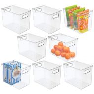 mDesign Plastic Stackable Kitchen Pantry Cabinet, Refrigerator or Freezer Food Storage Bins with Handles - Organizer for Fruit, Yogurt, Snacks, Pasta - BPA Free, 16 Long, 8 Pack -