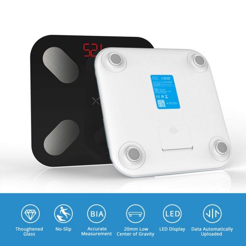  Little-Goldfish Mi Bathroom Weight Scales Floor Digital Body Fat Scales Bluetooth Electronic Outdoor Mini Smart Weighing Scales with APP,Black