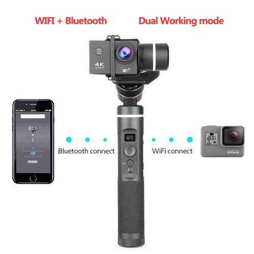  FeiyuTech G6 3-Axis Handheld Gimbal for GoPro Hero 6543Session, Sony RX0, Yi Cam 4K, AEE Action Cameras and Other Similar-Sized Cams Splash Proof (Tripod and Extension Pole Inc