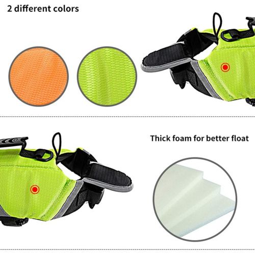  Kismaple Dog Life Jacket Safety Adjustable Reflective Waterproof Pet Puppy Small Dog Lifesaver Vest Coat with Handle, Dogs Life Vest for Swimming Surfing Preserver Float Coat