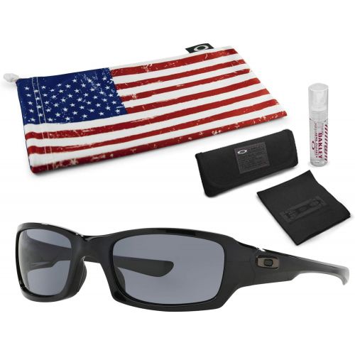 오클리 Oakley Fives Squared Sunglasses with Lens Cleaning Kit and Country Flag Microbag