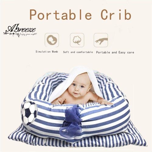  [아마존베스트]Abreeze Baby Bassinet for Bed - Crown Printed Baby Lounger - Breathable & Hypoallergenic Co-Sleeping Baby Bed - 100% Cotton Portable Crib for Bedroom/Travel