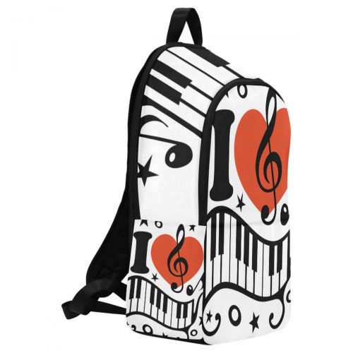  InterestPrint Love Heart Music Note Piano Casual Backpack College School Bag Travel Daypack