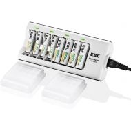 [아마존핫딜][아마존 핫딜] Amazon EBL Charger with Batteries - 8Bay Battery Charger and 4Pcs AA Batteries 2,800mAh & 4Pcs AAA Rechargeable Batteries - Durable & Long Lasting Batteries