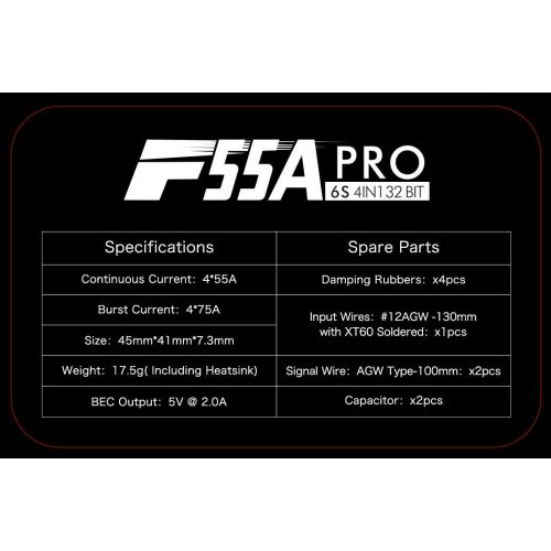  T-Motor Newest Type ESC F55A PRO 32bits 6S Controller for Racing Drone