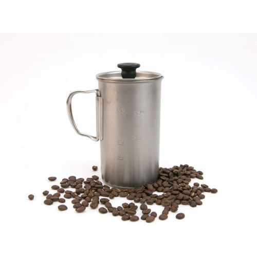  Snow Peak Titanium French Press, CS-111, Japanese Titanium, Lifetime Product Guarantee, Sustainable, Ultralight for Coffee While Backpacking and Camping