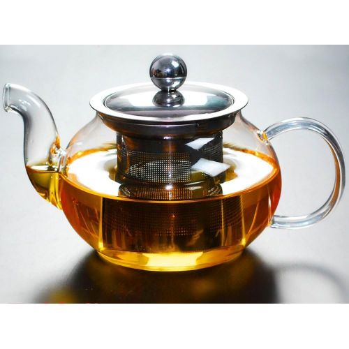  Lifeyz klare transparente glas teekanne hochwarmfester teekanne blume tea coffee pot mit rostfreier Stahl infuser 600ml (600ML)