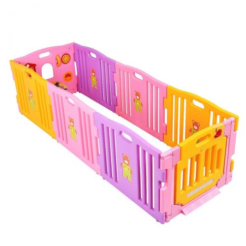  Costzon 8 Panel Baby Playpen Safety Activity Center for Kids Play Zone (8-Panel with Mats)