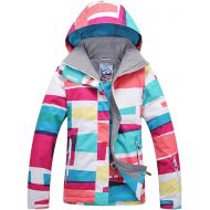 RIUIYELE Women Fashion High Windproof Waterproof Snowsuit Colorful Printed Ski Jacket