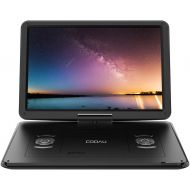 COOAU 15.6“ Portable DVD Player with Remote Controller, Large 270 Degrees Swivel Screen, 6 Hrs Long Lasting Built-in Battery, Setreo Sound, Region Free, SD+USB+AVin+AVout+Earphone