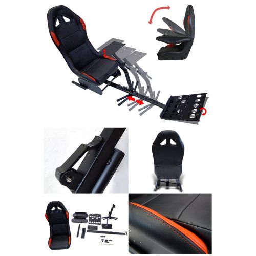  Spec-D Tuning RSG-5015 Racing Gaming Seat Pro Driving Simulation Cockpit Video Chair Rig BlackRed