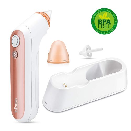  InFanso Baby Nasal Aspirator Electric Nose Cleaner BN320 with Soft LED Light, Wireless Charger and 2 Silicone Tips, BPA Free, Safety and Reliable for Newborns and Toddlers