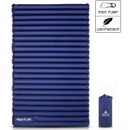 HIKENTURE Double Sleeping Pad - Inflatable Camping Air Mattress with Built-in Foot Pump- Light and Compact - for Backpacking, Self-Driving Tour, Hiking, Tent (Blue)