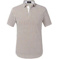 SSLR Mens Printed Regular Fit Hawaiian Casual Short Sleeve Polo Shirt