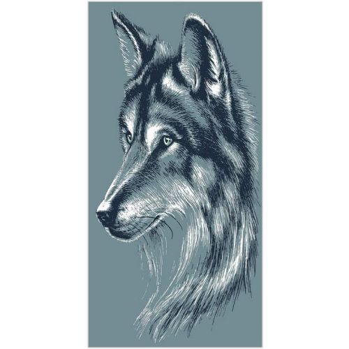  IPrint 3D Decorative Film Privacy Window Film No Glue,Animal Decor,Wild Timber Wolf Portrait Hunter Exotic Creature Mystery Mammal Artsy Graphic,Slate Blue,for Home&Office