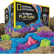 [아마존베스트]NATIONAL GEOGRAPHIC Play Sand Combo Pack - 2 LBS each of Blue, Purple and Natural Sand with Castle Molds - A Kinetic Sensory Activity