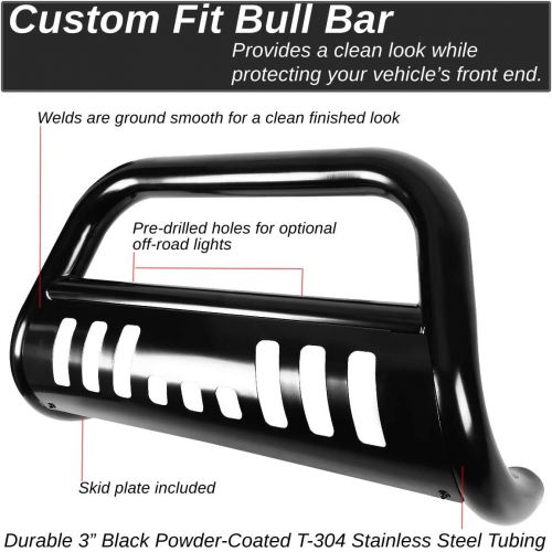  Auto Dynasty Replacement for Dodge Durango/Dakota 3 inches Black Bumper Push Bull Bar + Skid Plate + Relocation Kit