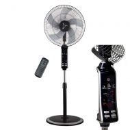 PELONIS Oscillating Floor Fan with Remote - Breezetech - Digital 10 Hour Timer, 3 Speeds, and Adjustable Height of 47-54 Inches - Powerful and Quiet for Cooling Your Room Fast - Black Stan