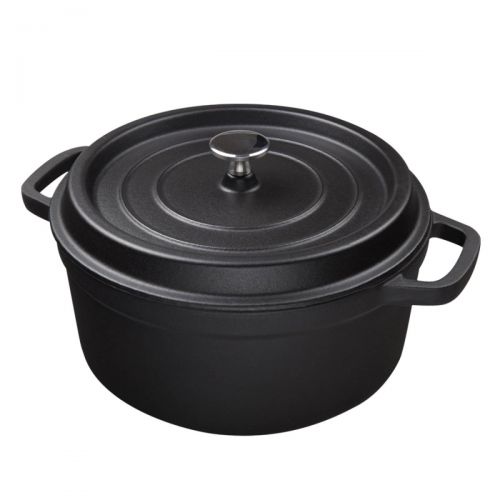  WHS Cookware Soup Pot Eintopf Topf Casserole Gusseisen 24cm dick Emaille Topf Gasherd fuer Muttertag Vatertag Geschenk (Farbe : SCHWARZ)