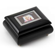 MusicBoxAttic 3X2 Wallet Size Black Lacquer Photo Frame Music Box with New Pop-Out Lens System - Parade of The Wooden Soldiers