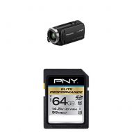 Panasonic HC-V180K Full HD Camcorder with 50x Stabilized Optical Zoom with AmazonBasics 60-Inch Lightweight Tripod