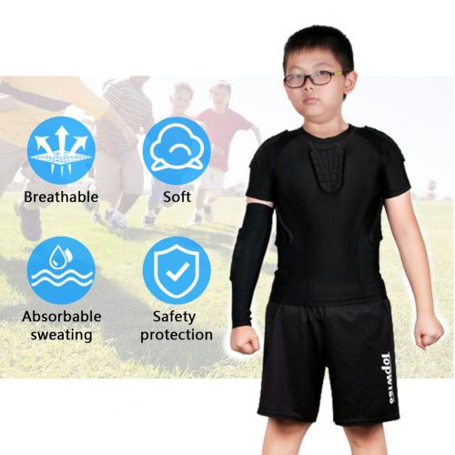  Pellor Children Impact Compression Padded Shirts Soccer Basketball Skateboarding Chest Protective Gear