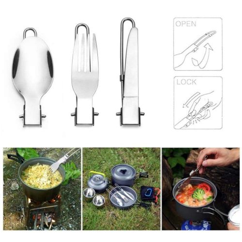  TAESOUW-Camping Collapsible Lightweight Camping Cookware Mess Kit Pots Pans Spork Kettle Bug Out Bag Cooking Equipment Aliminium Outdoor Backpacking Cookset with Mesh Bag Outdoor Camping