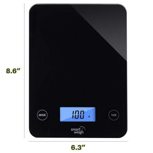  Smart Weigh Digital Glass Top Kitchen and Food Scale, 5- Unit Modes, Liquid Measurement Technology, Professional Design, Black