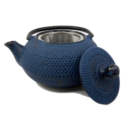  Atlantic Collectibles Japanese Imperial Dots Blue Cast Iron Teapot Set With Trivet and Cups Serves 2 People Asian Home Decor Tea Pot