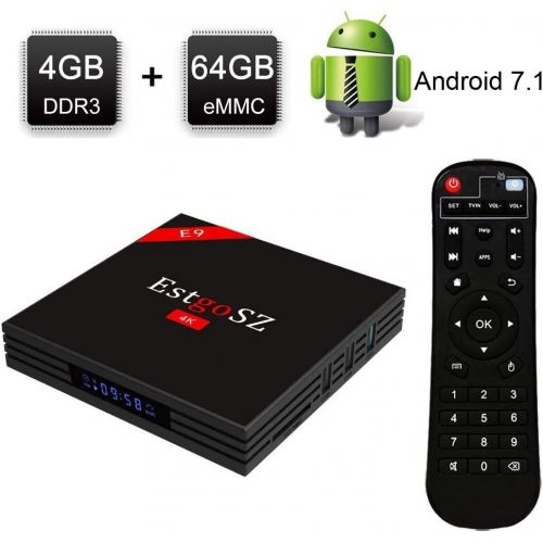  [Android TV Box 4G 64GB ] EstgoSZ Android 7.1 TV Box RK3328 Support 2.4G5G Dual Wifi100M LANBT 4.03D H265 4K Smart TV Box