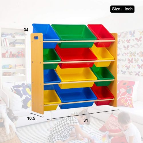  BestMassage Kids Toy Storage Box Playroom Bedroom Shelf Drawer Toy Storage Organizers with Bins