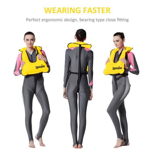  Lyuwpes Inflatable Snorkel Vest Adult Snorkeling Jackets Vests Free Diving Swimming Safety Load Up to 220 Ibs